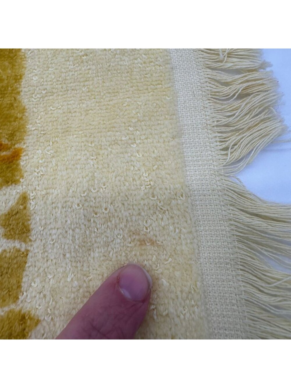 Vintage Yellow Rose Hand Towel Washcloth Set Cannon USA Cotton 70s Fringe Floral - Picture 8 of 10